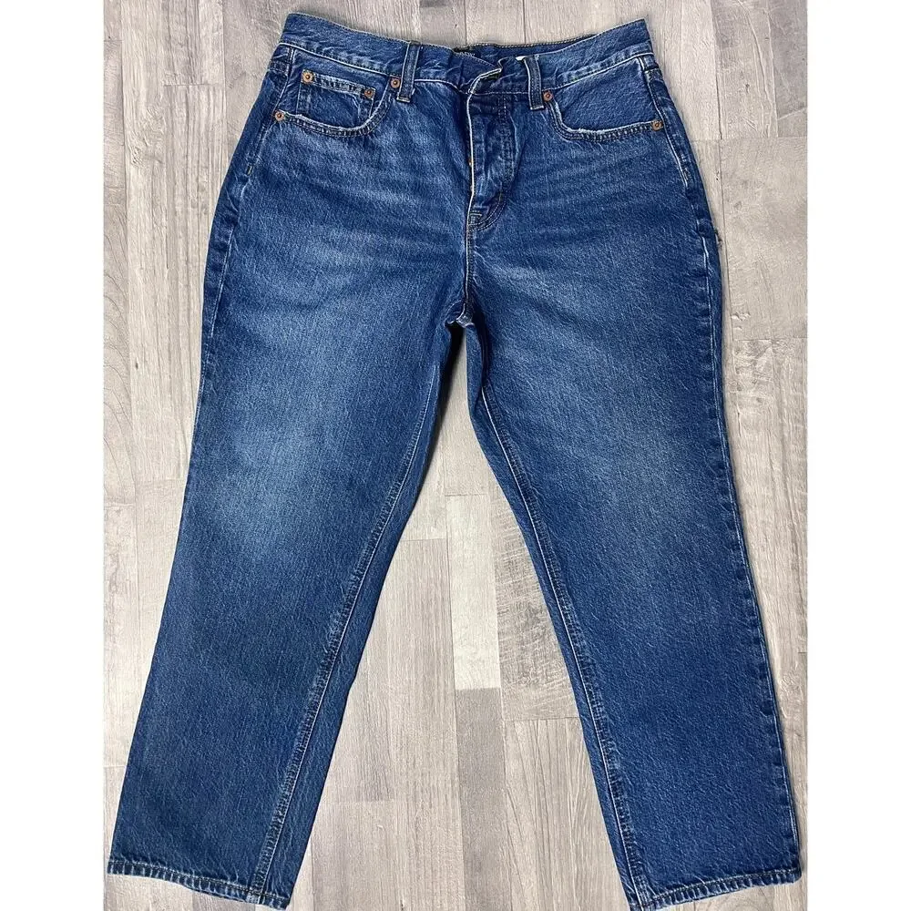 J.Crew High Rise Straight Leg Jeans Women 29 Blue Denim Classic Vintage 90s
